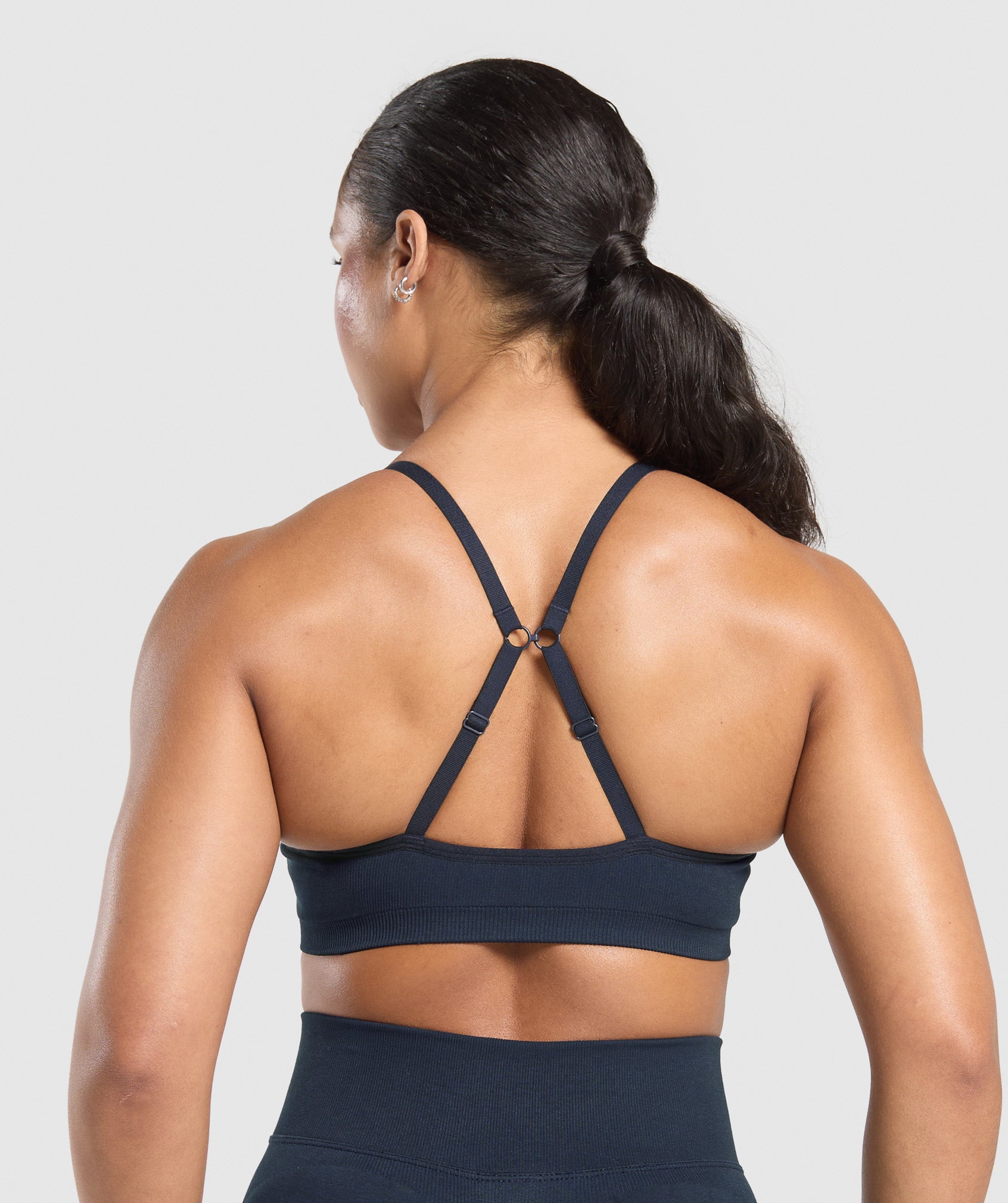 Gymshark Lift Seamless Sports Bra - Midnight Blue/Black Marl