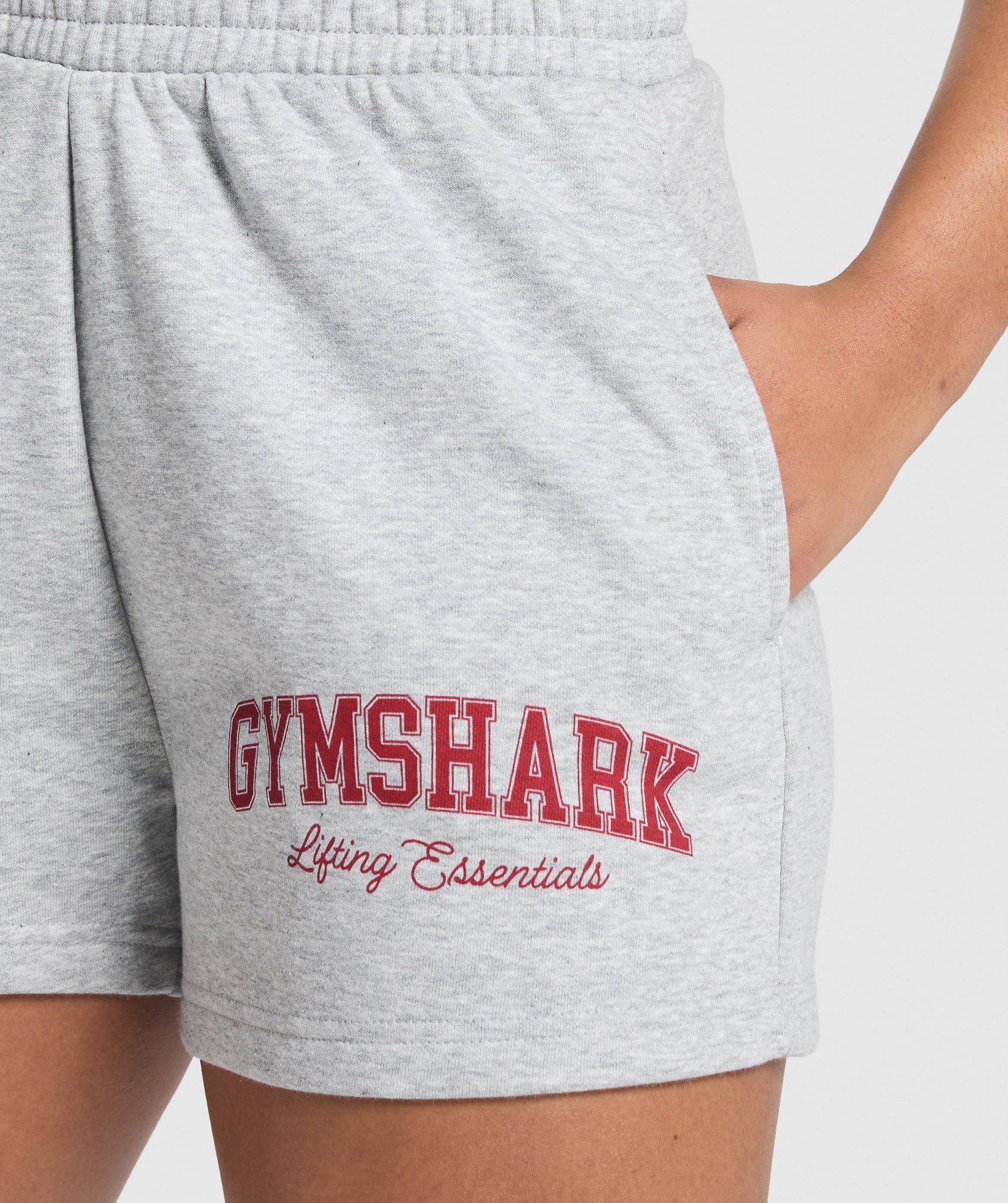 Gymshark Lifting Essentials Graphic Brushed 4' Shorts - Light Grey Core Marl