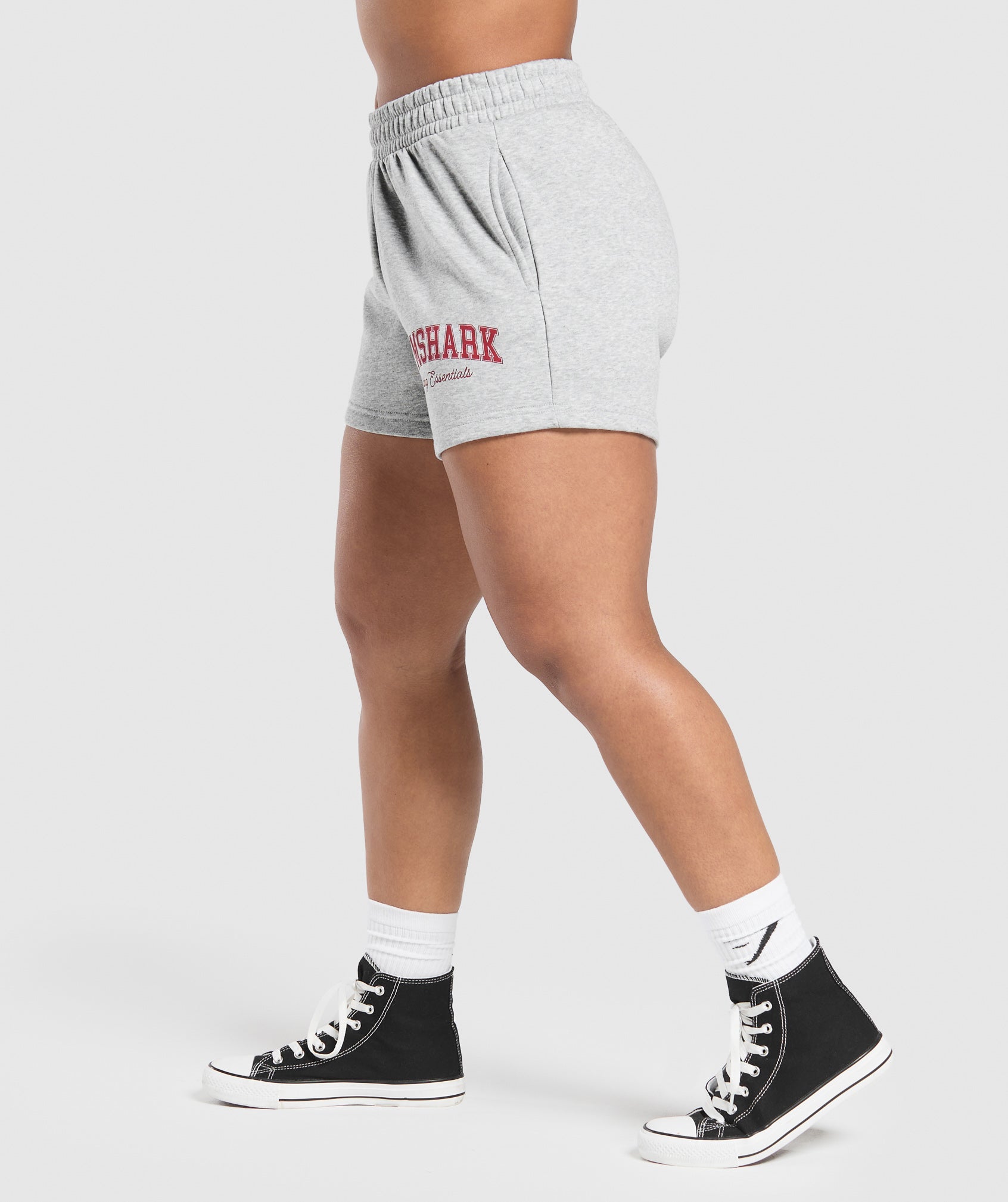 Gymshark Lifting Essentials Graphic Brushed 4' Shorts - Light Grey Core Marl