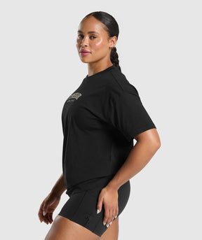 Gymshark Lifting Essentials Graphic Oversized T-Shirt - Black