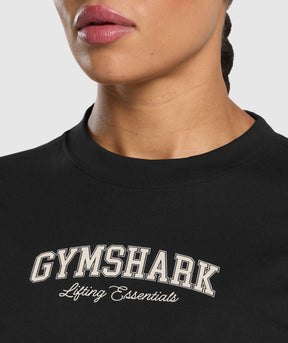 Gymshark Lifting Essentials Graphic Oversized T-Shirt - Black