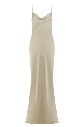 Lilly Sweetheart Satin Maxi Dress - Blush Gold