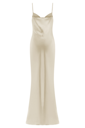 Lilly Sweetheart Satin Maxi Dress - Blush Gold