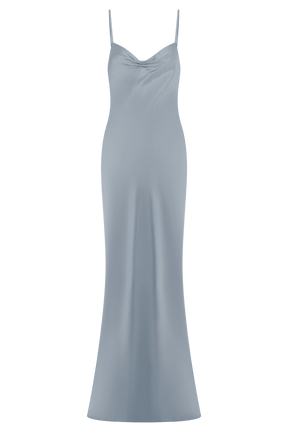 Lilly Sweetheart Satin Maxi Dress - Frosted Blue