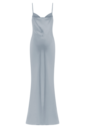 Lilly Sweetheart Satin Maxi Dress - Frosted Blue