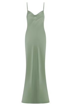 Lilly Sweetheart Satin Maxi Dress - Sage