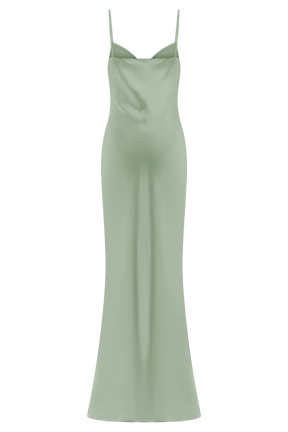 Lilly Sweetheart Satin Maxi Dress - Sage