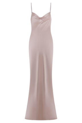 Lilly Sweetheart Satin Maxi Dress - Soft Pink