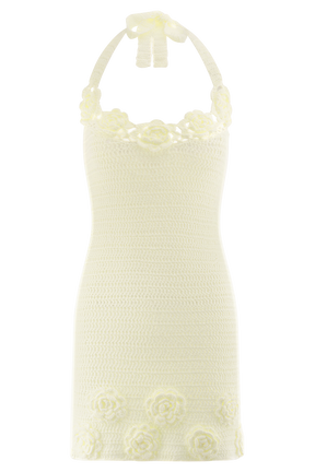 Liyah Floral Hand Crochet Mini Dress - Ivory