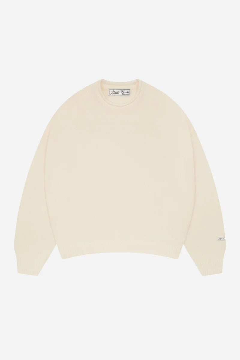Loose knit rolled crewneck