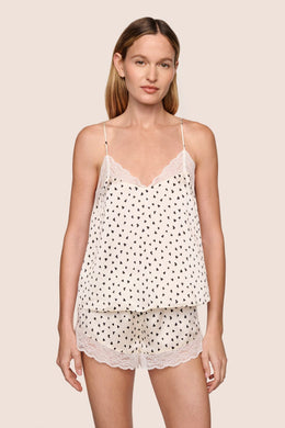 Washable Silk Printed Lace Cami & Short Set