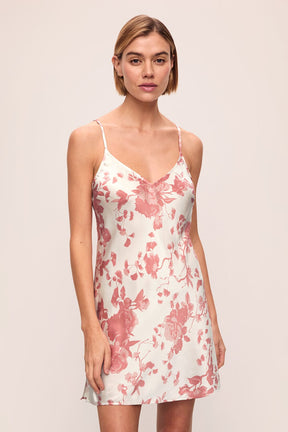 Eberjey x L'AGENCE - Inez Washable Silk Printed Short Slip