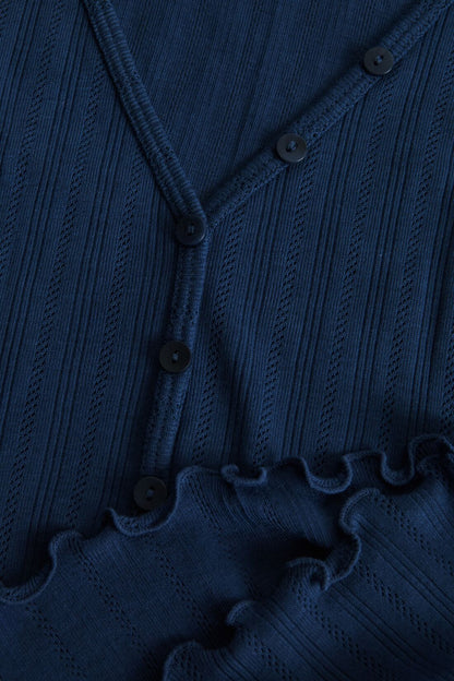 Pointelle V Neck Henley