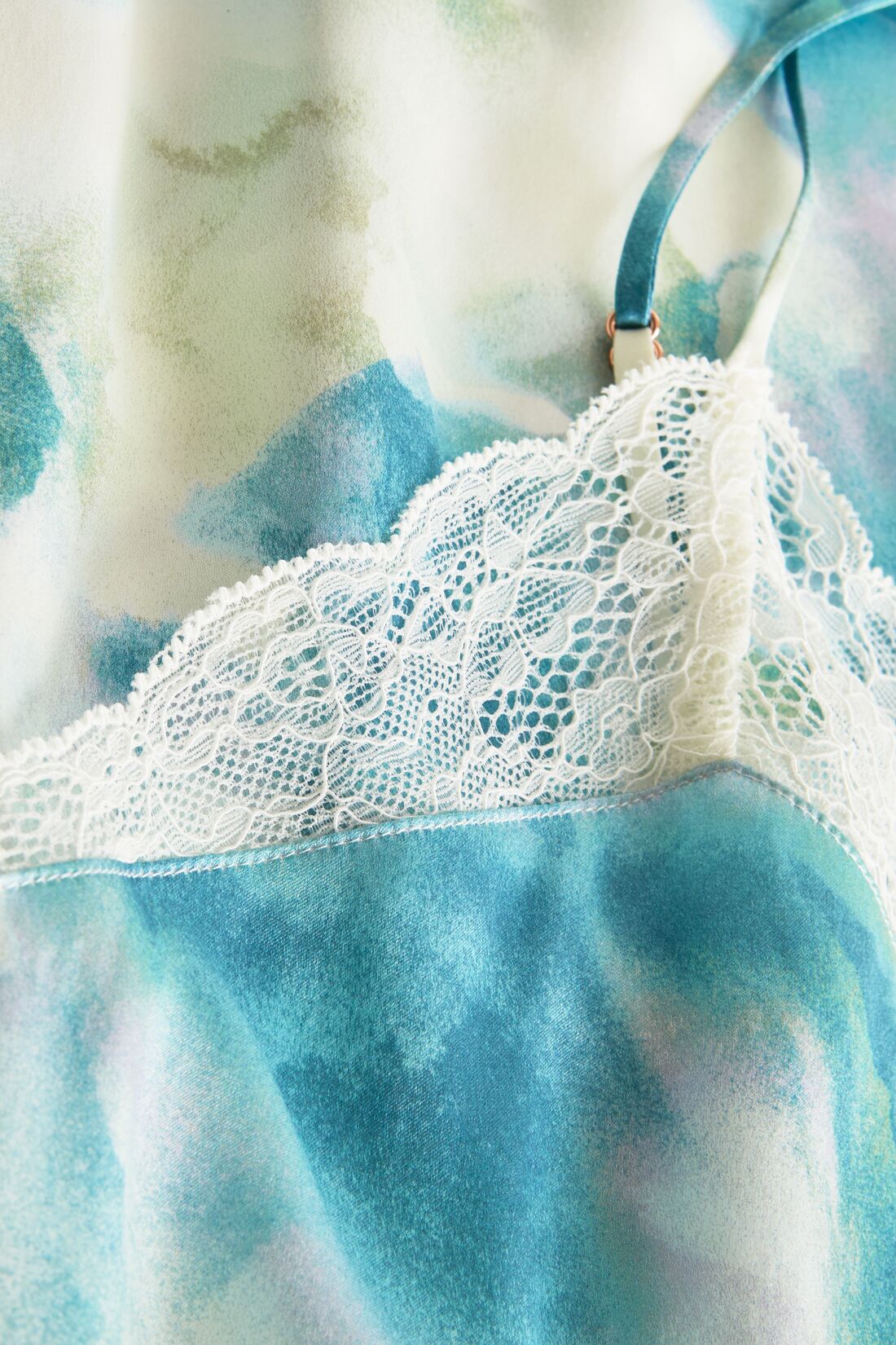 Washable Silk Printed Lace Cami & Short Set