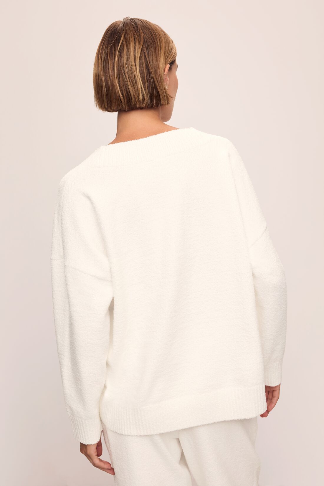 Recycled Boucle Boyfriend Oversized V-Neck Sweater