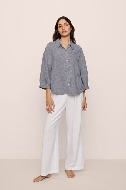 Linen Blend Relaxed Quarter Sleeve Top