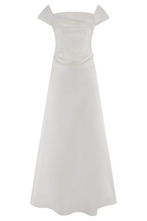 Luna Satin Off Shoulder Gown - White