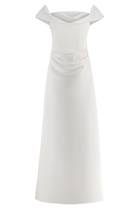 Luna Satin Off Shoulder Gown - White