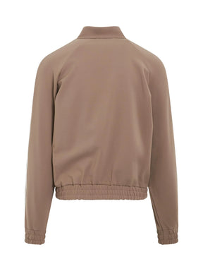 Viscose Tracksuit Jacket in Mushroom/Flat White