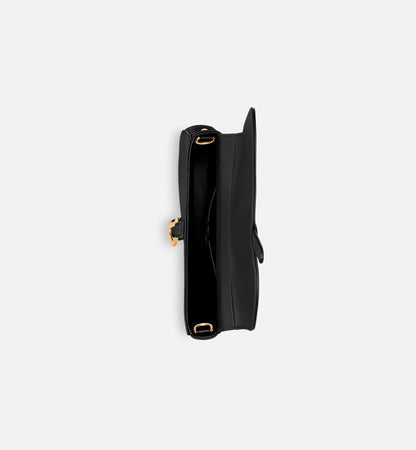 Small Saddle Multicarry Bag with Strap Black Vintage Smooth Calfskin