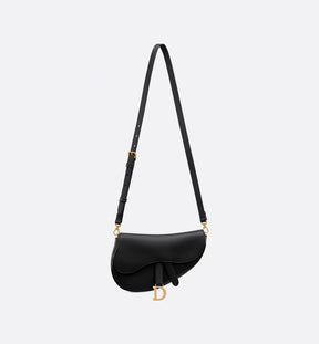 Small Saddle Multicarry Bag with Strap Black Vintage Smooth Calfskin