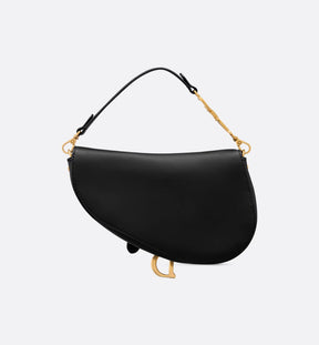 Small Saddle Multicarry Bag with Strap Black Vintage Smooth Calfskin