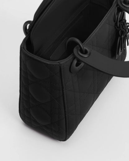 Mini Lady Dior Bag Black Ultramatte Cannage Calfskin
