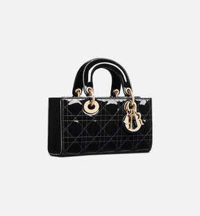 Small Lady D-Joy Bag Black Patent Cannage Calfskin