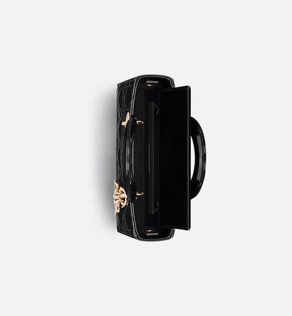 Small Lady D-Joy Bag Black Patent Cannage Calfskin