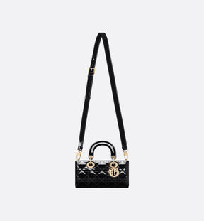 Small Lady D-Joy Bag Black Patent Cannage Calfskin