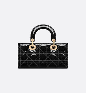 Small Lady D-Joy Bag Black Patent Cannage Calfskin
