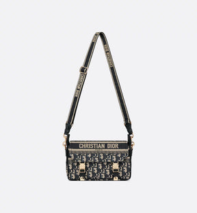 Small Diorcamp Bag Blue Dior Oblique Embroidery