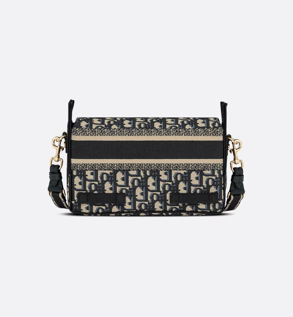 Small Diorcamp Bag Blue Dior Oblique Embroidery