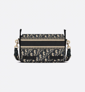 Small Diorcamp Bag Blue Dior Oblique Embroidery