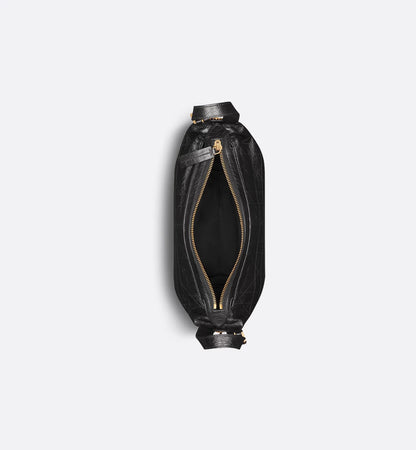 Small D-Journey Bag in Crinkled Calfskin Black Flat Macrocannage