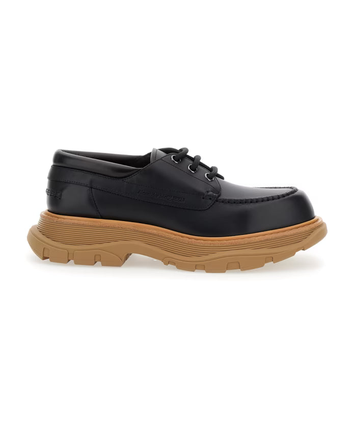 Black Leather Derby Lace-up Shoes