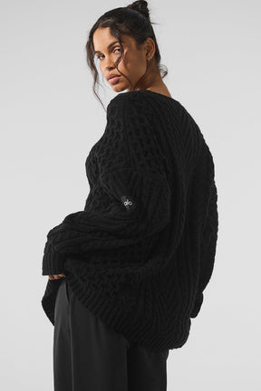 Cable Knit Crew Neck Sweater