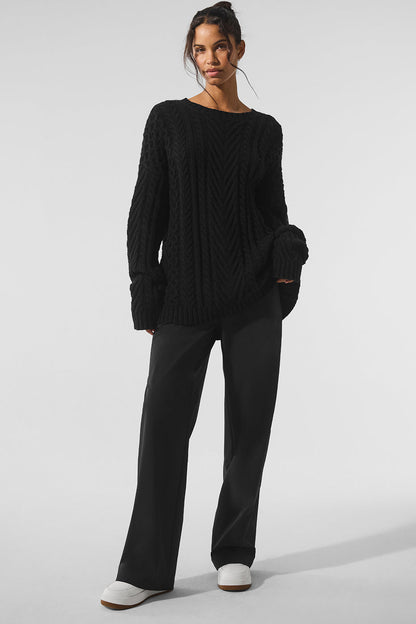Cable Knit Crew Neck Sweater