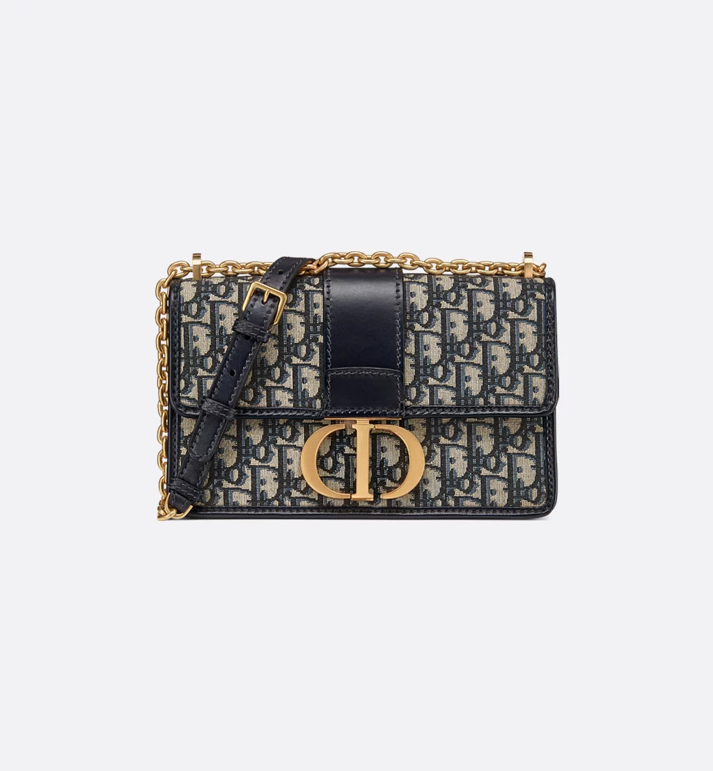 30 Montaigne Chain Bag Blue Dior Oblique Jacquard