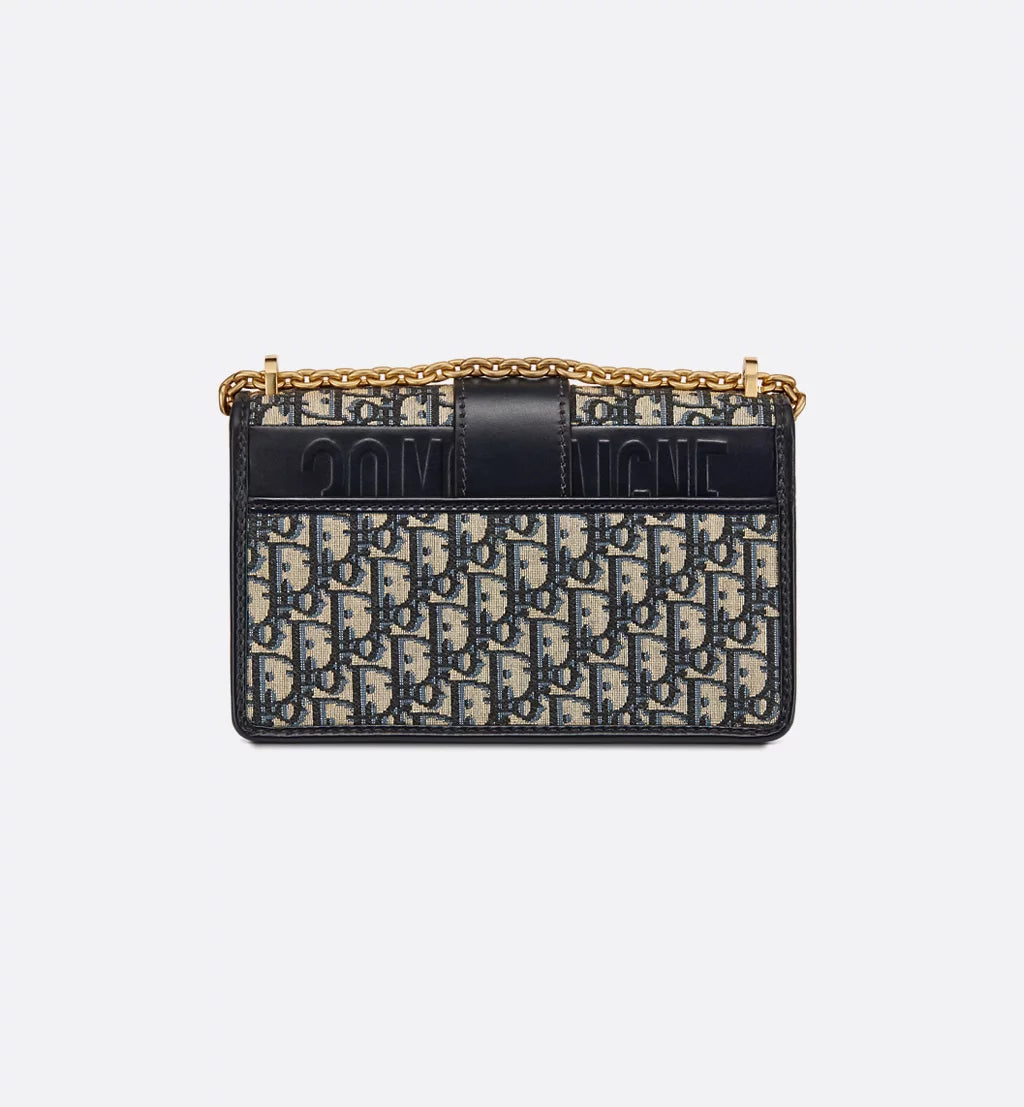 30 Montaigne Chain Bag Blue Dior Oblique Jacquard