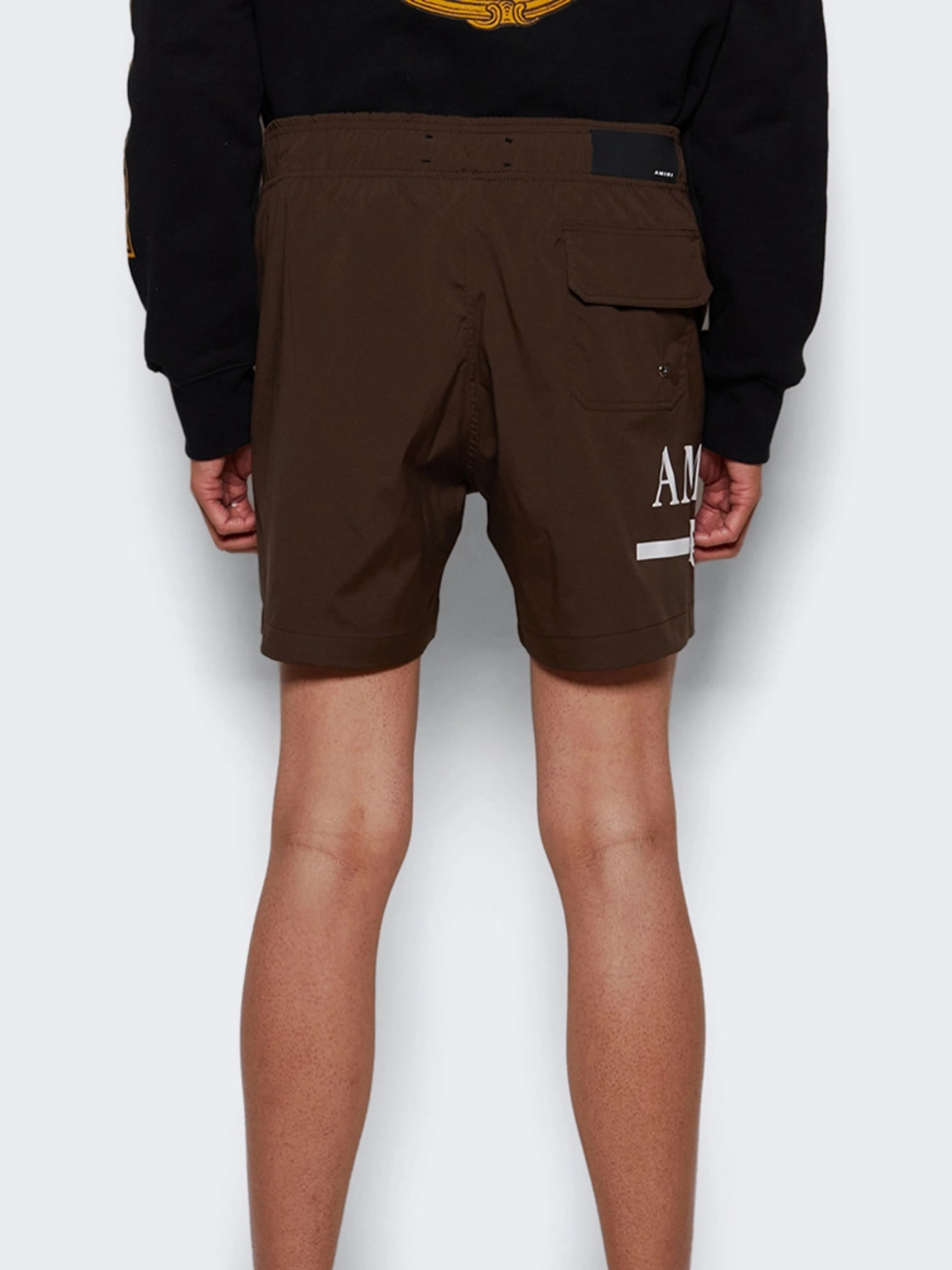 AMIRI MA BAR LOGO SWIM SHORTS BROWN