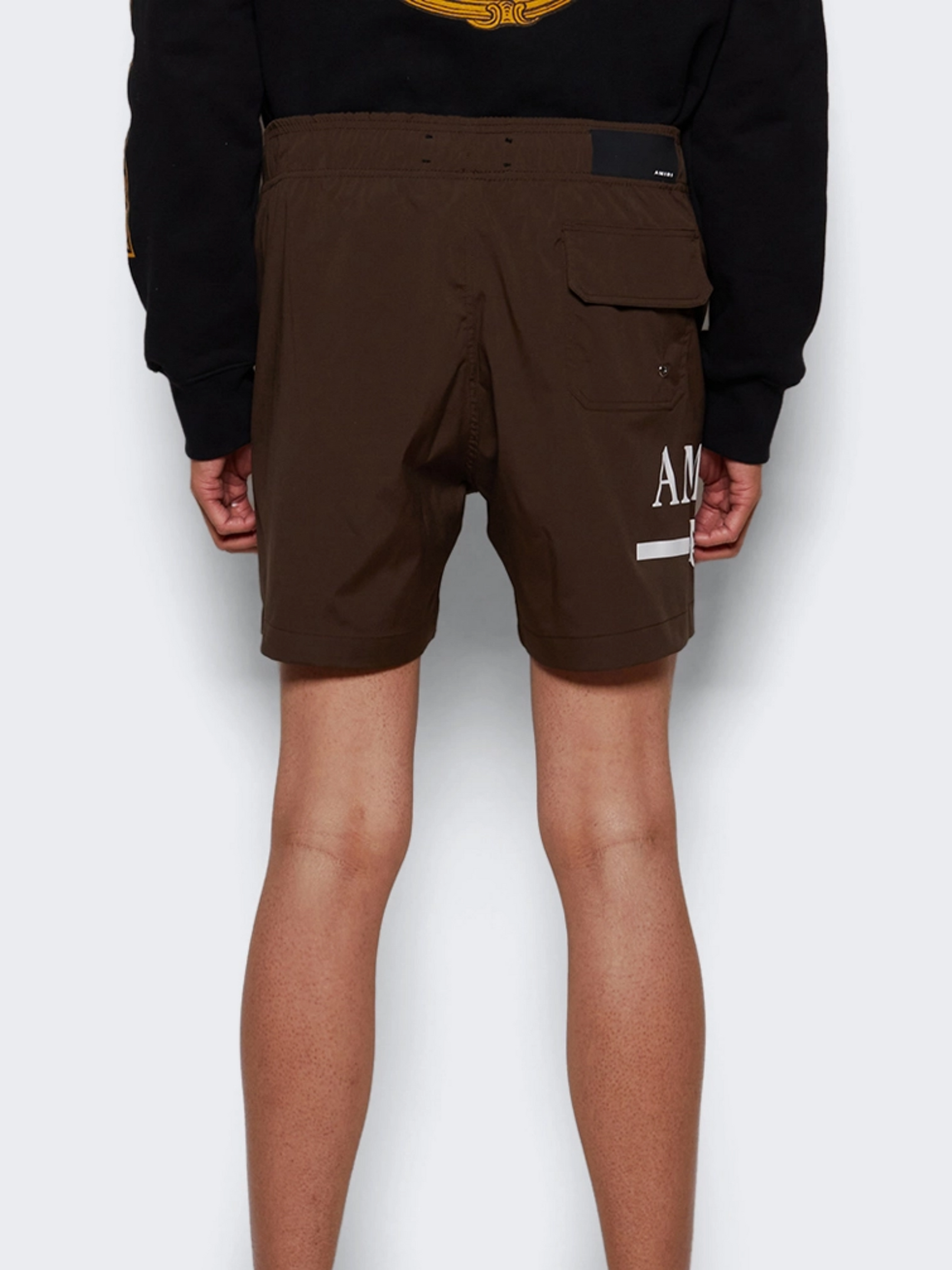 AMIRI MA BAR LOGO SWIM SHORTS BROWN