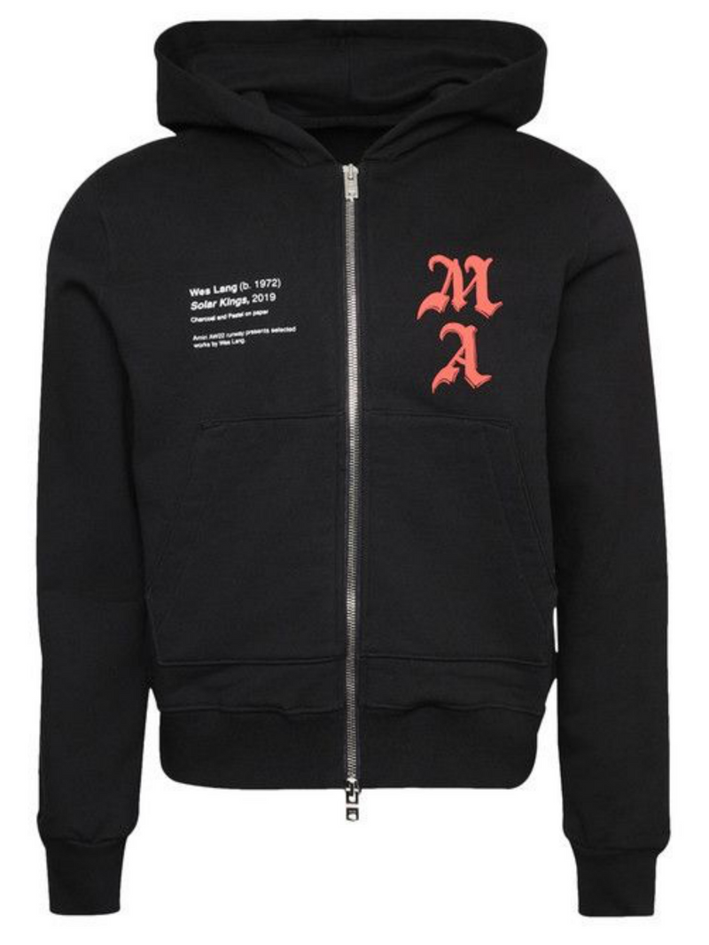 AMIRI X WES LANG SOLAR KINGS ZIP HOODIE BLACK RED