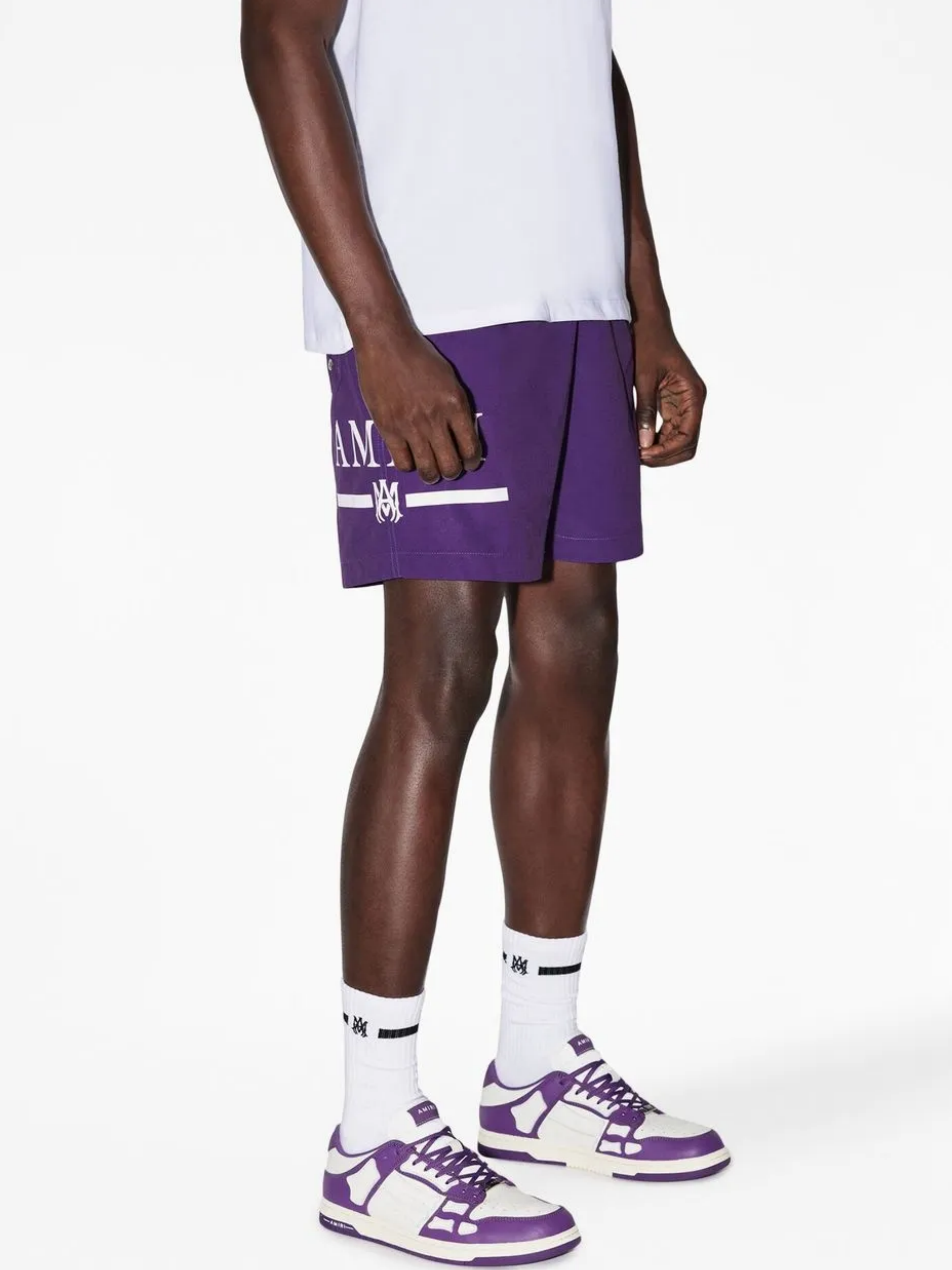 AMIRI MA BAR LOGO SWIM SHORTS PURPLE