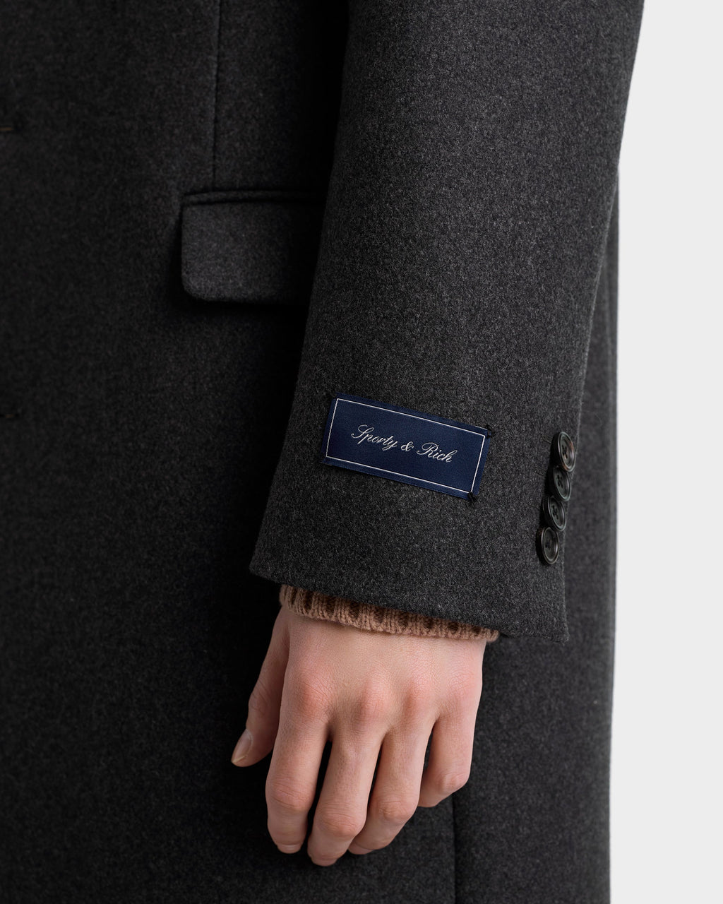 Signature Logo Wool Overcoat Men - Dark Gray