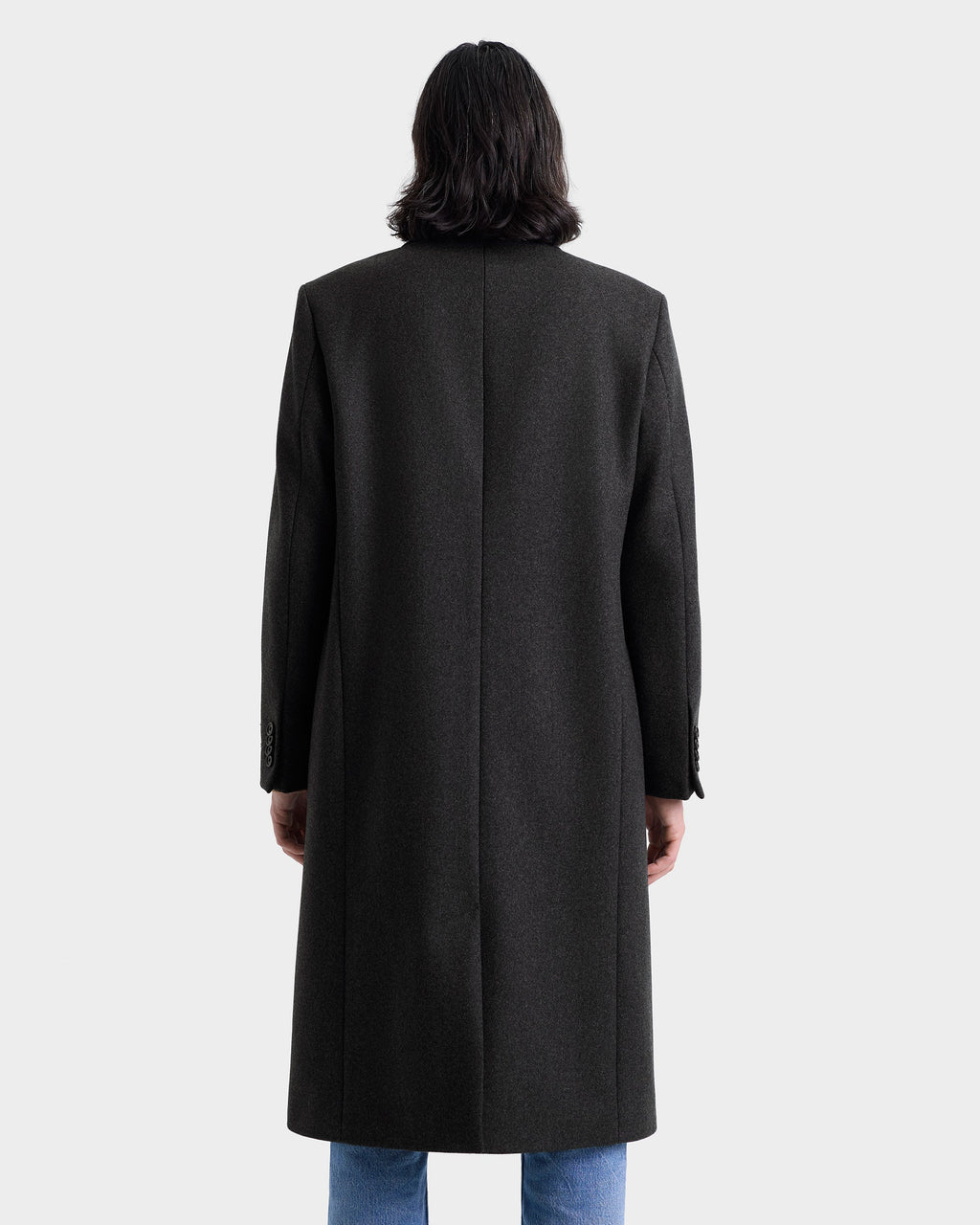 Signature Logo Wool Overcoat Men - Dark Gray