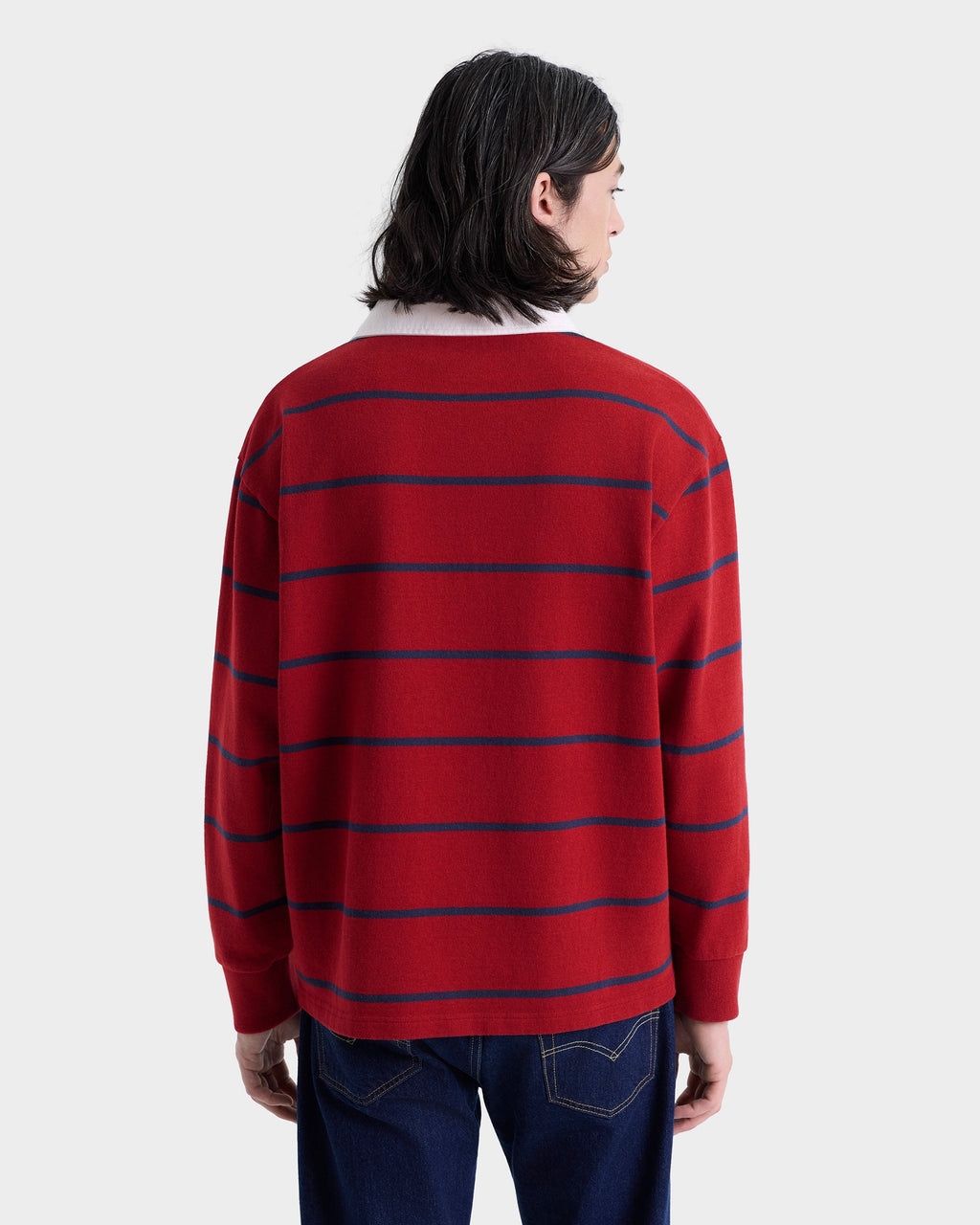 Serif Logo Rugby Polo Men - Merlot/White/Dark Navy