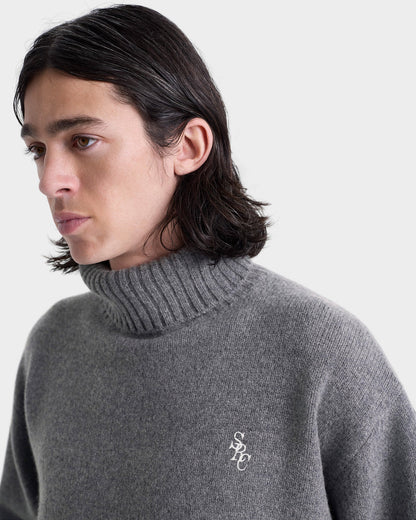 SRC Wool Turtleneck - Light Grey/Navy