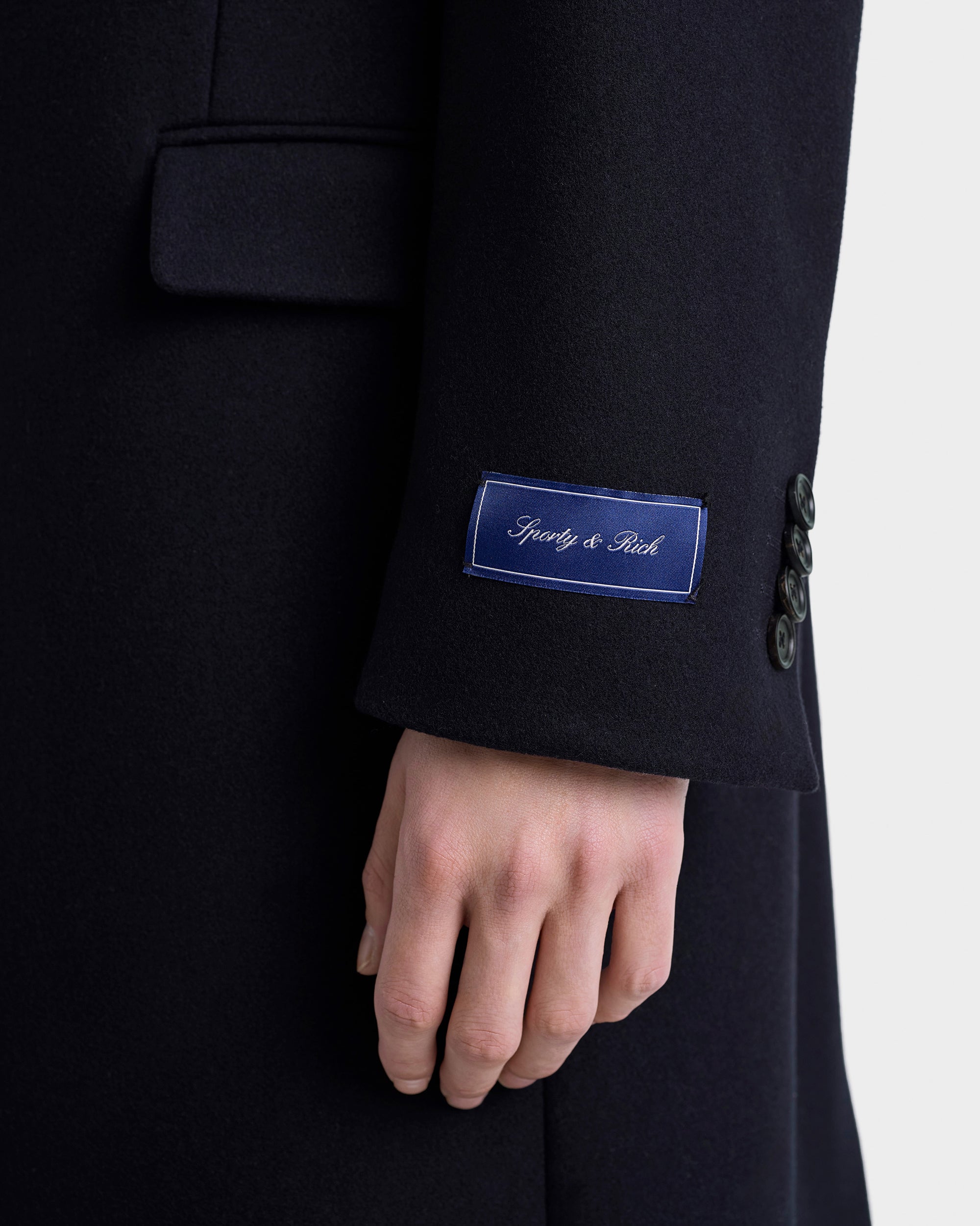 Signature Logo Wool Overcoat - Black