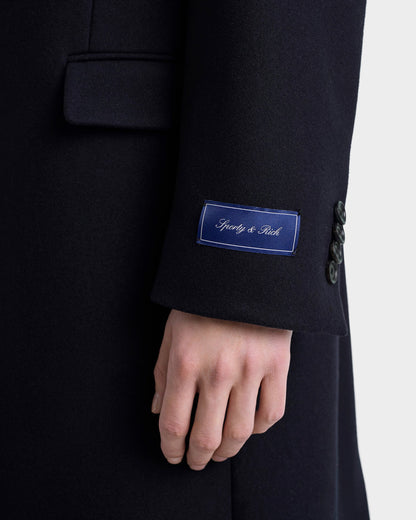 Signature Logo Wool Overcoat - Black